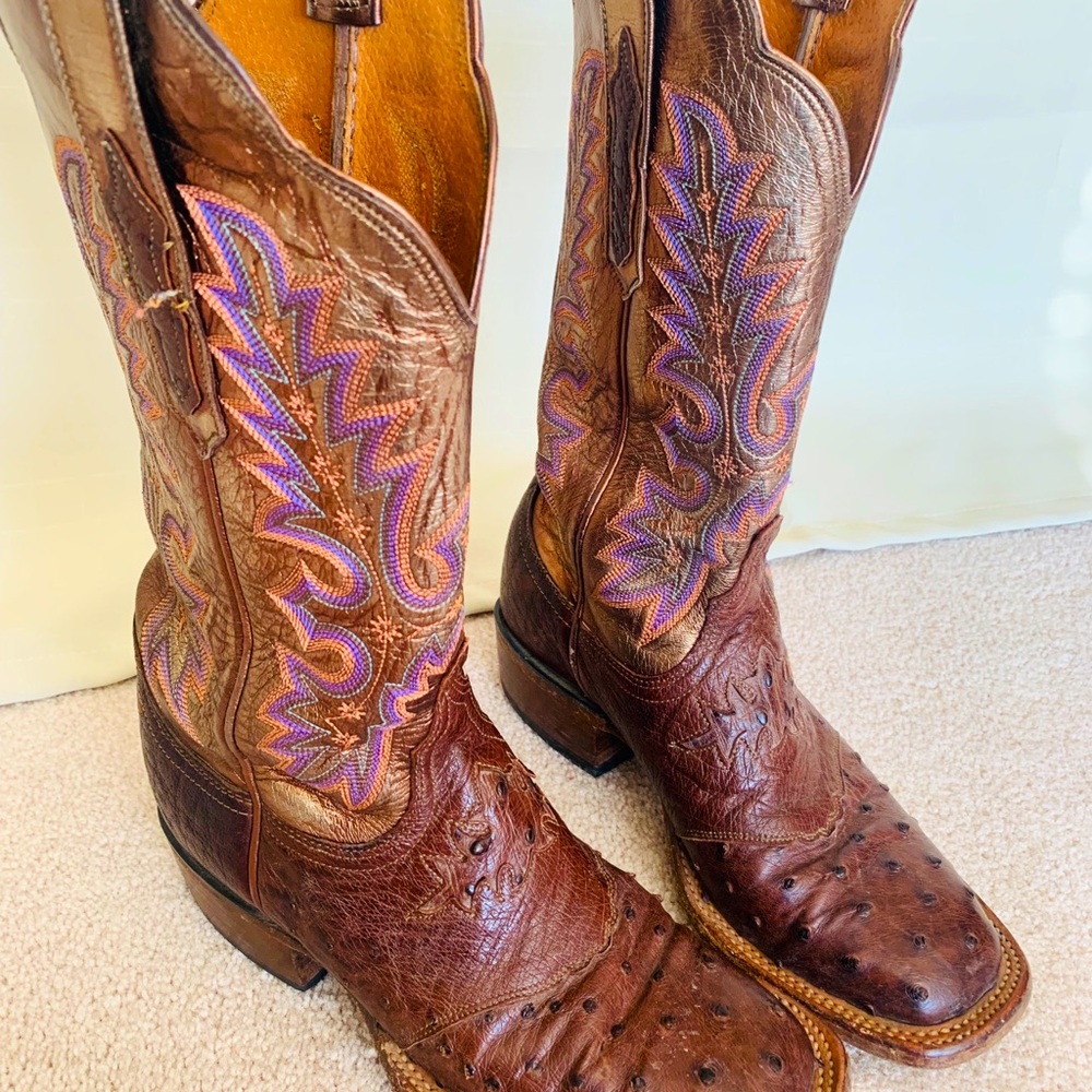 COPY - Lucchese full quill ostrich, metallic tops
